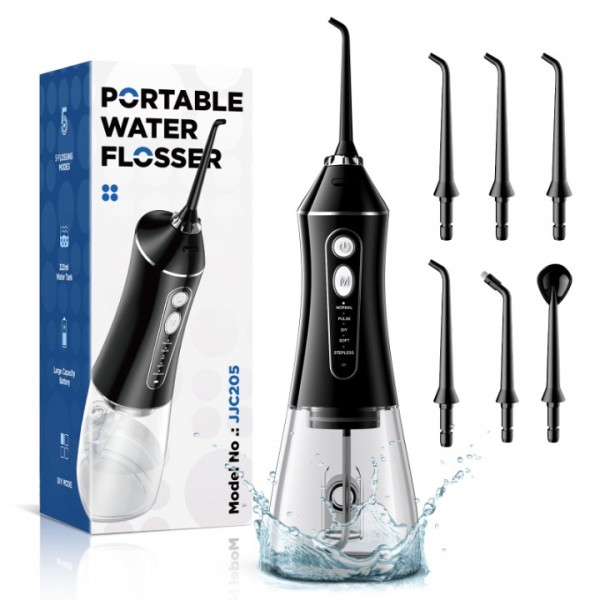 Water Flosser for Teeth Cordless, Portable Dental Water Floss 0.6mm Pulse with 5 Modes, 320ML & IPX7 Waterproof Electric Washer for Tooth/Gum/Tongue